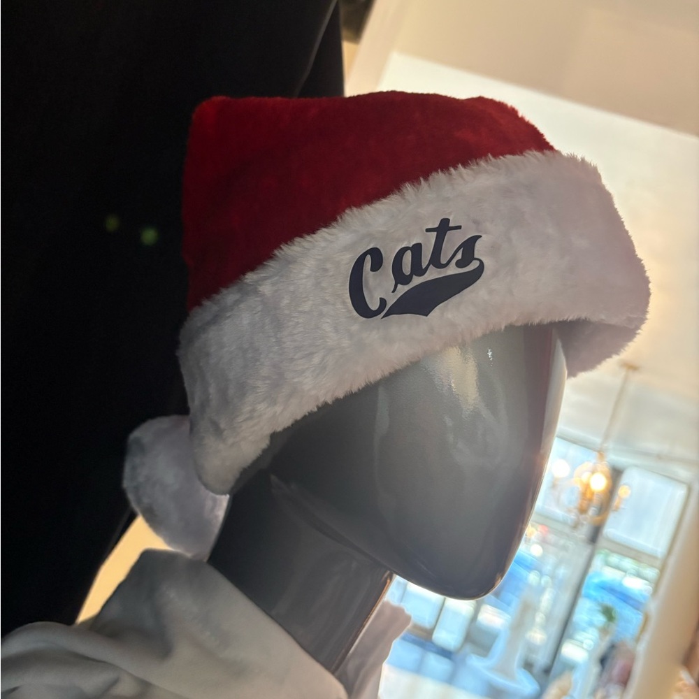 Festive Red and White MSU Bobcats Santa Hat